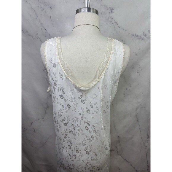 Vtg 80s Nightgown Dress White Satin Floral Lace Bridal Prairie Cottagecore SZ L - Picture 16 of 16